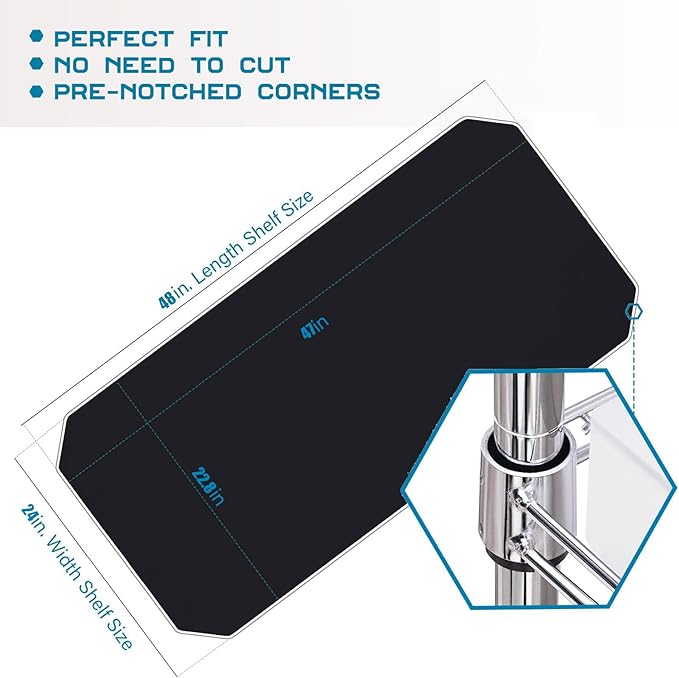BRIAN & DANY Wire Shelf Liner 24" X 48", Heavy Duty Shelf Liners for Wire Shelving, Waterproof Protector Mats, Set of 4, Black-NeatNest