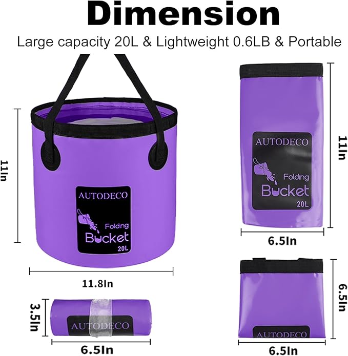 AUTODECO Collapsible Bucket 5 Gallon Container Folding Water Bucket Portable Wash Basin 20L-NeatNest
