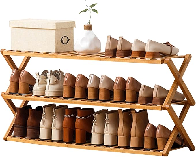 Choclaif Free Standing Shoe Racks for Closet, Shoe Shelf Bamboo Shoe Rack for Bedroom, Entryway Hallway Closet Living Room Organizer(3 Tier)-NeatNest