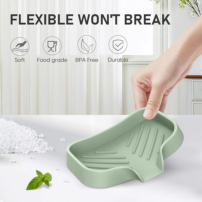 Great Silicone Soap Dish - 4 Pcs Thickened Self-Draining Soap Tray for Shower & Bathtub-Great High-Purity Silicone Soap Dish-NeatNest