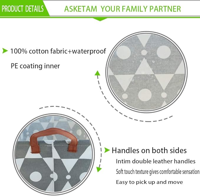 Cute Rectangle Storage Basket Nursery Playroom Bedroom Decor Clothes Basket (Grey hexagon)-NeatNest