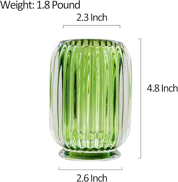 Crystal Makeup Brush holder Organizer, Vintage Make Up Brush Cup Pen Pencil Holder striped vase, Comb Brushes Pen Pencil Storage Box Container (Light Green)-NeatNest