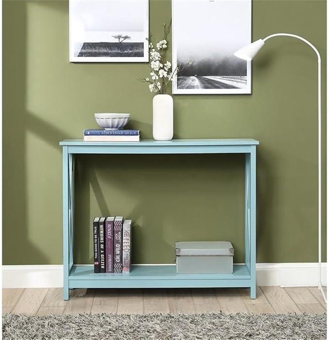 Convenience Concepts Oxford Console Table 39.5" - Sofa Table with Storage Shelf, Transitional Entryway Hall Table for Living Room and Bedroom, Display Foyer Table, Sea Foam Blue-NeatNest