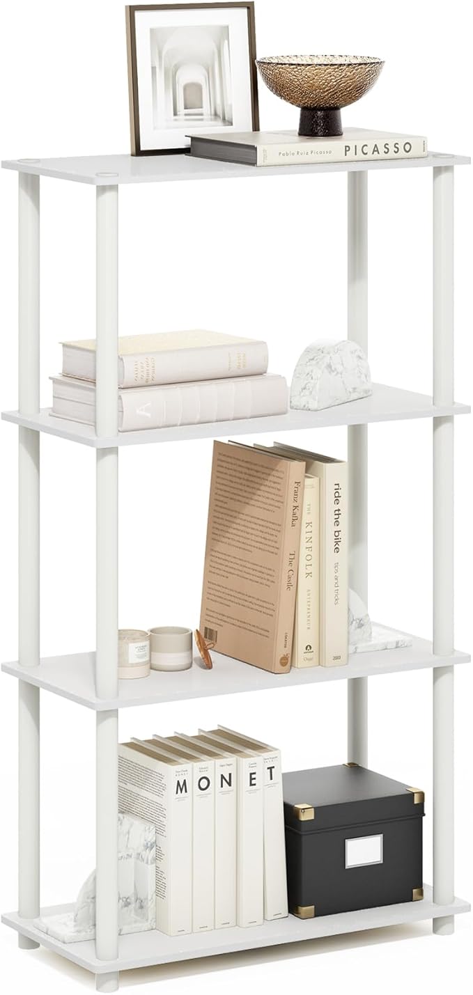 Furinno Turn-N-Tube 3-Tier Compact Multipurpose Shelf Display Rack, White/White, Set of 2-NeatNest