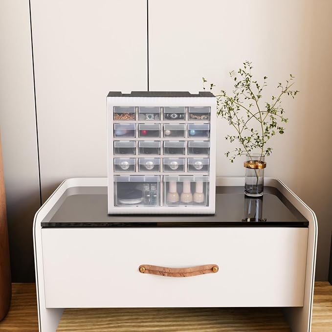 Gonice Craft Cabinet Storage, Hardware Storage Organizer, 18 Drawer Plastic Screw Storage Organizer, Tool Storage Box for Screws, Nuts and Small Parts