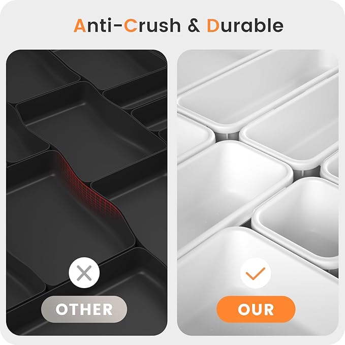 A-LuGei 【𝟮𝟮𝗣𝗖𝗦】 Plastic White Desk Drawer Organizer, Bathroom Organizers and Storage, Makeup Organizer, Organization and Storage Bin Container for Vanity Office Utensils Tool Pantry Cosmetic-NeatNest