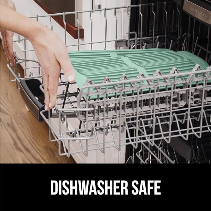 GORILLA GRIP 100% BPA-Free Patented Silicone Dish Drying Mat for Kitchen Counter, 18x24 Inch, Water Catching Ribbed Design, Easy Clean Waterproof Sink Liner, Heat Resistant, Fits Under Rack, Mint