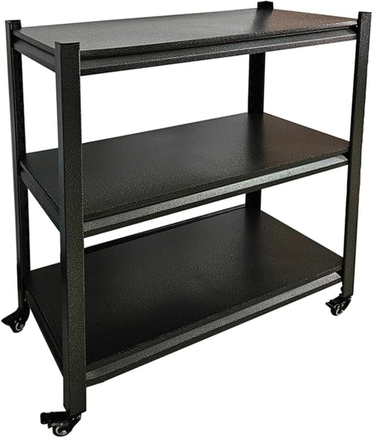 3-Tier Garage Storage Shelves,Heavy-Duty Unit with Wheels,Easy to Assemble Adjustable Metal Garage Shelving for Kitchen Warehouse Tool Room(Size:80cmX40cmX80cm)