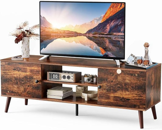 Homee TV Stand for Living Room, Television Stands Entertainment Center Cabinet with Storage for TVs up to 60 Inches, 58 Inch, Rust-NeatNest