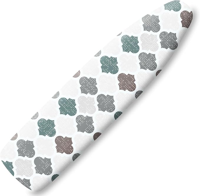Extra Thick Ironing Board Cover and Pad, Retro Gray Moroccan Geometric 15x54 Ironing Board Cover, Resist Scorching and Staining,Elastic Edges,Modern Abstract Art