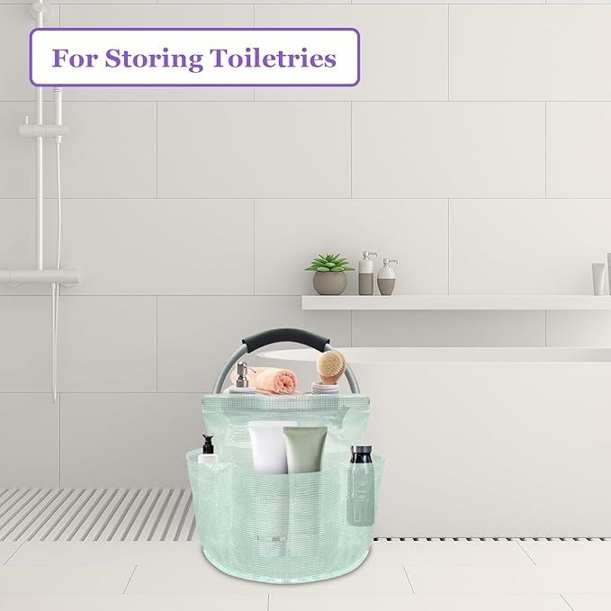 17L Cleaning Caddy for Cleaning Supplies, Foldable Tool Bucket Organizer with 6 Side Pockets, Portable Garden Tool Bag in PVC Resin, Folding Storage Basket for Camping, Gardening, Green-NeatNest
