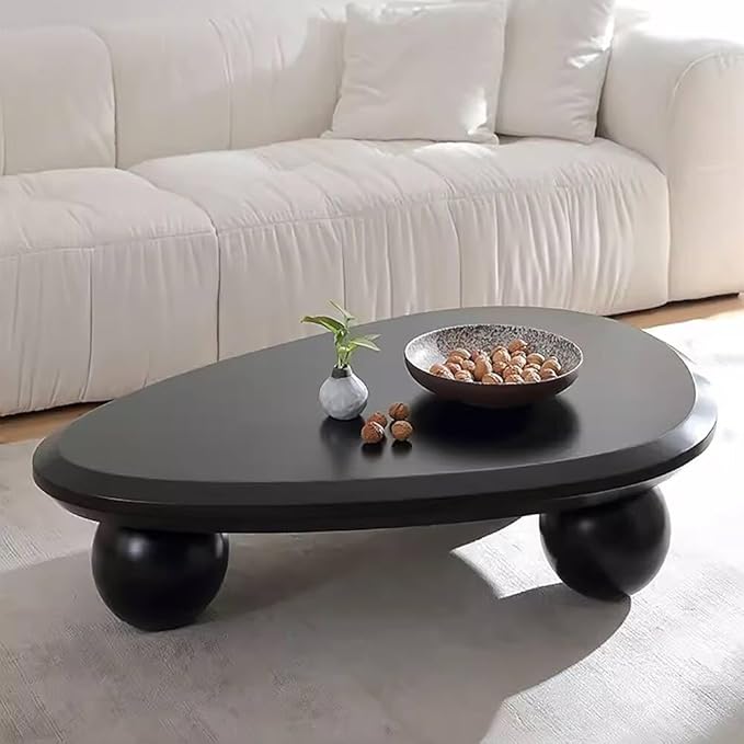 Irregular Coffee Table for Living Room Cloud Coffee Table Oval Coffee Table with 3 Spherical Legs Cute Modern Center Table Indoor Tea Table for Home Decor,Water Drop b Black 39.4"