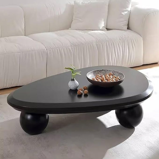 Irregular Coffee Table for Living Room Cloud Coffee Table Oval Coffee Table with 3 Spherical Legs Cute Modern Center Table Indoor Tea Table for Home Decor,Water Drop b Black 39.4"