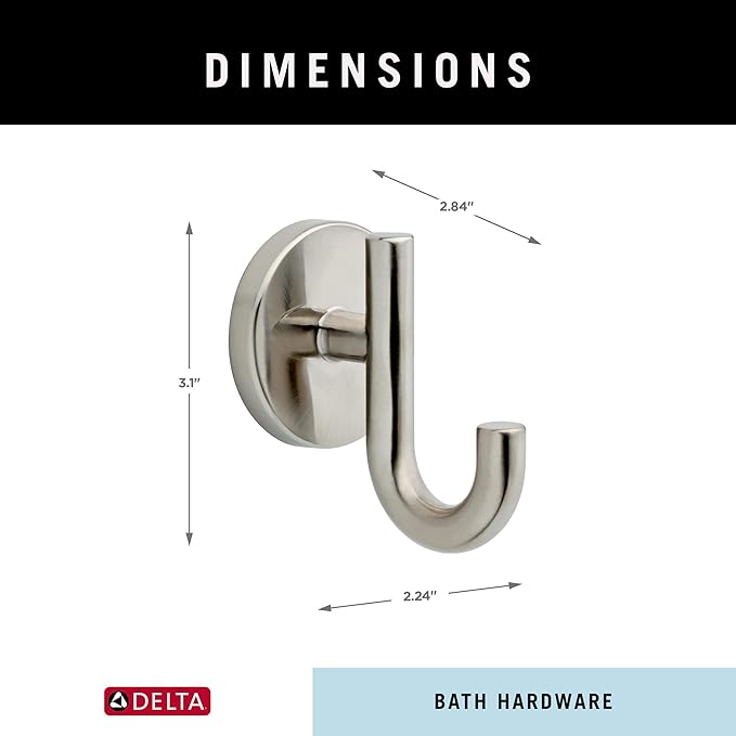 DELTA FAUCET 75935-SS Trinsic Wall Mounted Single Towel Hook in Brilliance Stainless Steel-NeatNest