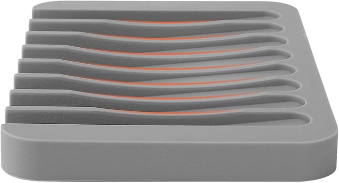 Anwenk Soap Dish for Shower Waterfall Soap Holder Soap Tray Soap Saver Drainer Flexible Silicone for Shower/Bathroom/Kitchen/Counter Top,Keep Soap Bars Dry Clean,Easy Cleaning- Grey, 1Pack-NeatNest