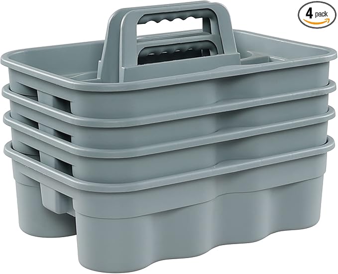 Begale 4-Pack Commercial Products Deluxe Carry Caddy for Cleaning Products, 2 Compartment Plastic Cleaning Basket-NeatNest