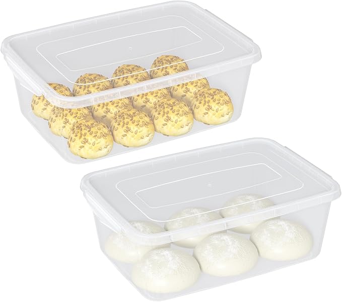 2 Packs 16 L Plastic Storage Containers with Latching Lid, Commercial Pizza Dough Proofing Box, Clear Pizza Dough Containers