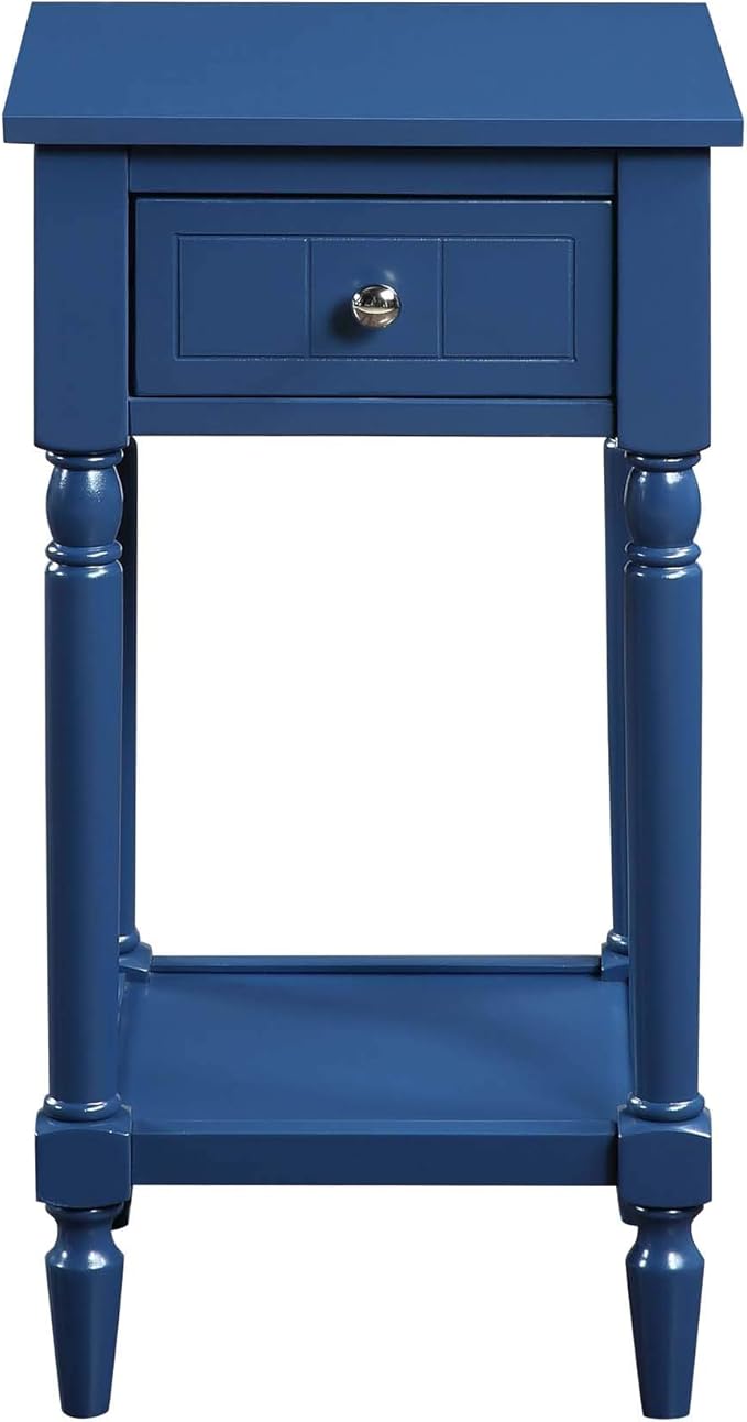 Convenience Concepts French Country Khloe 1 Drawer Accent End Table 14" - Traditional Farmhouse Side Table with Storage Drawer and Shelf for Living Room, Cobalt Blue-NeatNest