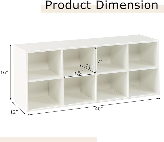 Tangkula 8 Cubbies Shoe Storage Bench, Shoe Organizer with 500 LBS Weight Capacity, Cubby Shoe Rack Storage Cabinet for Entryway, Hallway, Living Room and Bedroom (White)