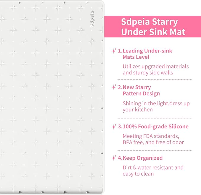 Sdpeia Under Sink Mat for [28" x 22"] Cabinet, Upgraded Silicone Waterproof Mat Kitchen Cabinet Liner Cabinet Protector Kitchen Organizers and Storage-NeatNest