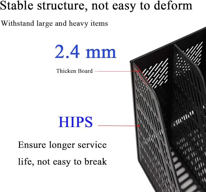 Lemical File Holder Desktop Filing File Box 4 Compartments Vertical File Organizer Magazine Rack Book Holder Frames Binder Holder for Home Office School (Black)