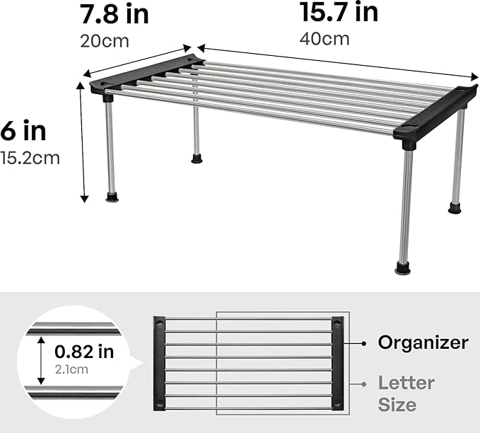 carrotez Cabinet Organizer Shelf, Set of 2 Stackable Kitchen Counter Shelves, Kitchen Cabinet Organizers and Storage, Pantry Storage Shelf Organizer, 15.7 x 7.8 x 6.1 - Black-NeatNest