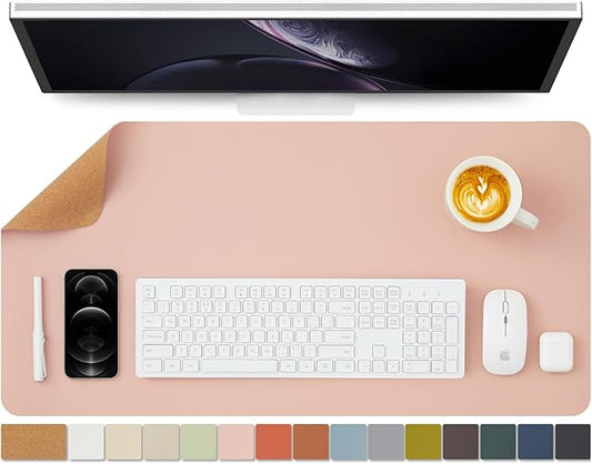 Cork Desk Mat - Dual-Sided Desk Pad for Office and Home - Desk Organization and Accessories - Ideal for Large Mouse Pad and Desk Mats on Top of Desks(Pink,31.5"x 15.7")-NeatNest