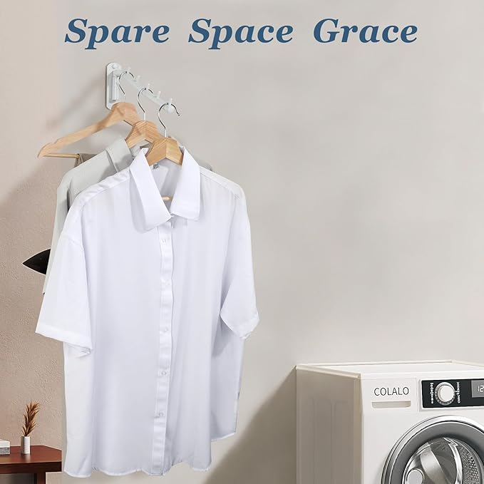 Alise Swing Clothes Hanger Rack,Garment Racks Wall Mount Clothes Bar-Hanger Holder Hooks Heavy Duty Folding Drying Rack Space Saving Clothing Hanging System Closet Storage Organizer,White-NeatNest