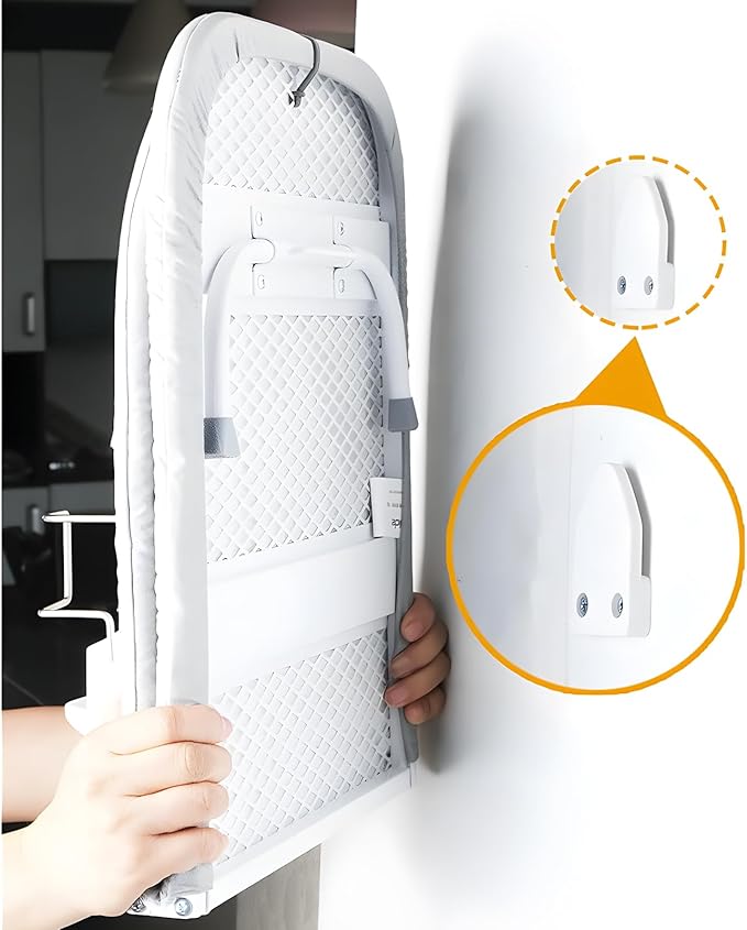 Wall Mount Folding Ironing Board with Iron Holder, Tabletop Mini Ironing Board, Compact Portable Design, Gray