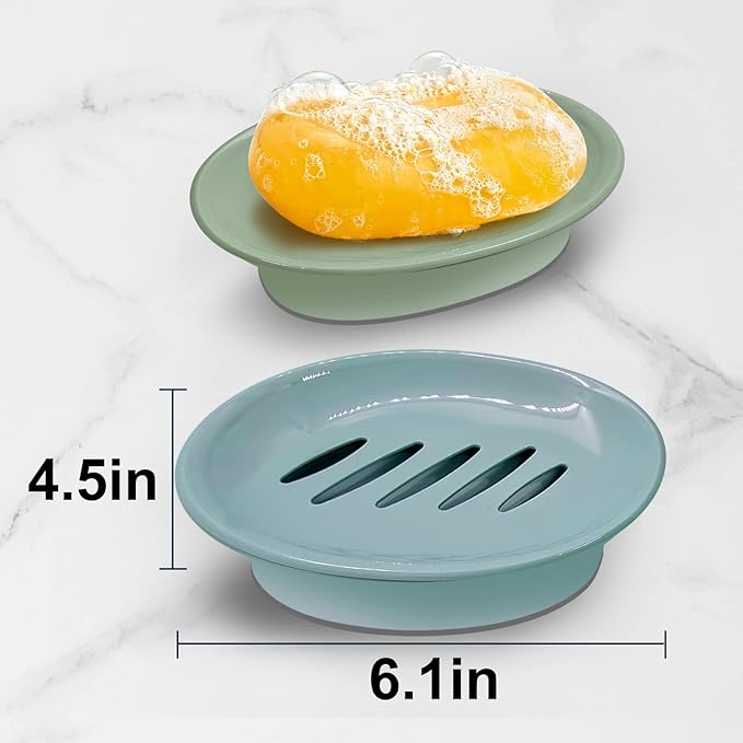 3-Pack Soap Dish with Drain Soap Holder, Soap Saver Easy Cleaning, Stop Mushy Soap Tray for Shower Bathroom Kitchen (3 White)-NeatNest