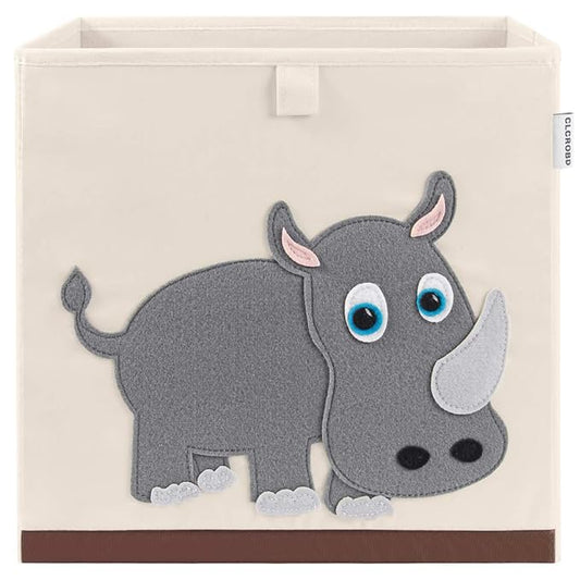 CLCROBD Foldable Animal Cube Storage Bins Fabric Toy Box/Chest/Organizer for Kids Nursery, 13 inch (Rhino)-NeatNest