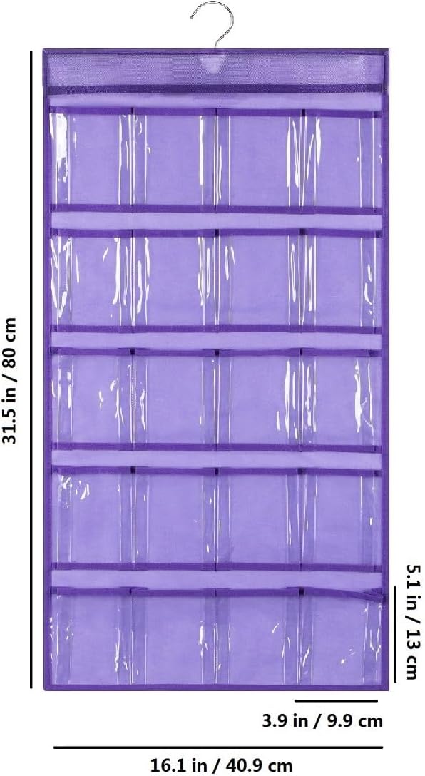 2 Pcs Sunglasses Organizer Storage Sunglass Holder for Wall Hanging Eyeglass Organizer for Multiple Glasses with 40 Clear Slots (PURPLE)-NeatNest