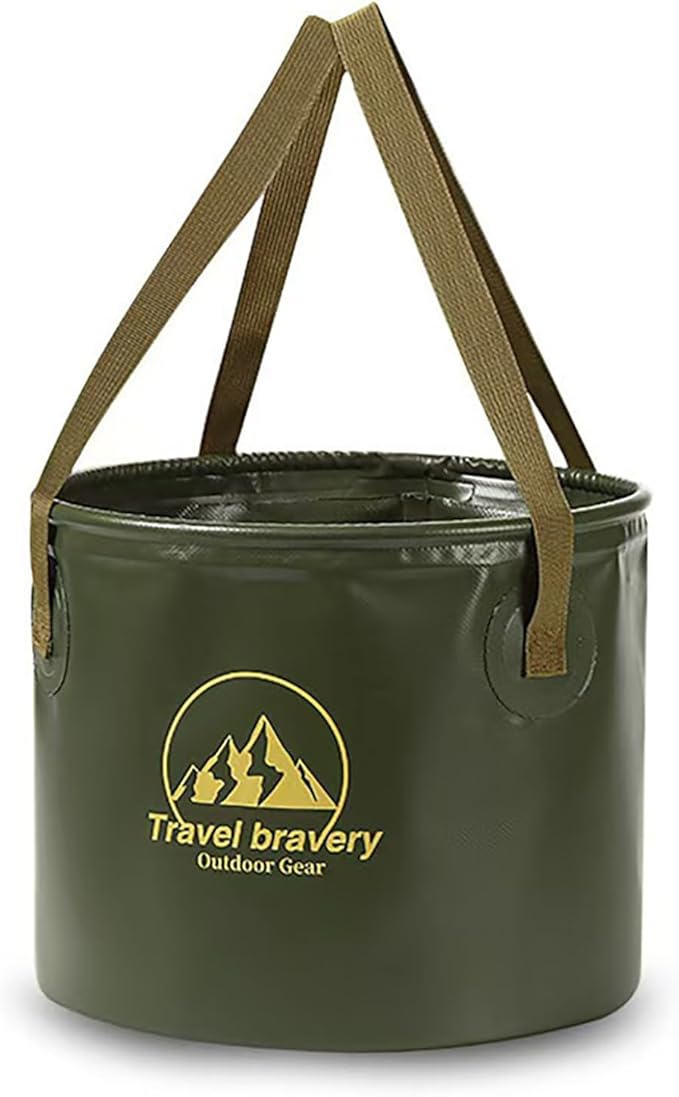 Outdoor Portable Folding Bucket, Picnic, Fishing Bucket, Water Bucket, Large Capacity Handheld Bucket, Suitable for Camping, Hiking, Water Filling, Vegetables and Fruits (ForestGreen, 10L)-NeatNest