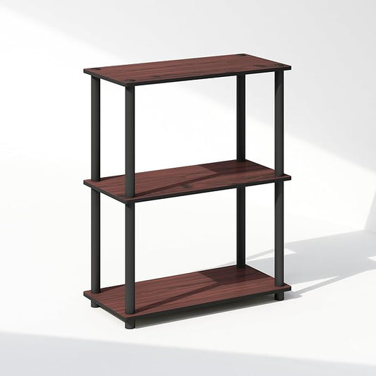 Furinno Turn-N-Tube 3-Tier Multipurpose Compact Bookcase, Dark Cherry-NeatNest