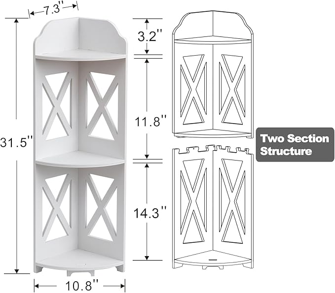 Corner Shelf Stand, Storage Organizer Great for Bathroom, Corner Shelf Perfect for Small Space,Waterproof Stand Also Use for Toilet Paper Stand,White-NeatNest