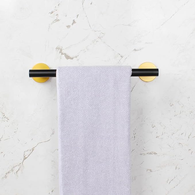 12-Inch Towel Bar Towel Rack Wall Mounted SUS 304 Stainless Steel Towel Rail Towel Rod for Bathroom Modern Style Black & Gold