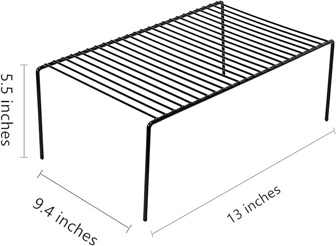 Cabinet Storage Shelf Rack Set of 6, Medium (13 x 9.4 inch) Rustproof Metal Wire Kitchen Cabinet Organizer and Storage, Cupboard Spice Shelf Rack for Plate, Dish, Counter & Pantry Organization-NeatNest