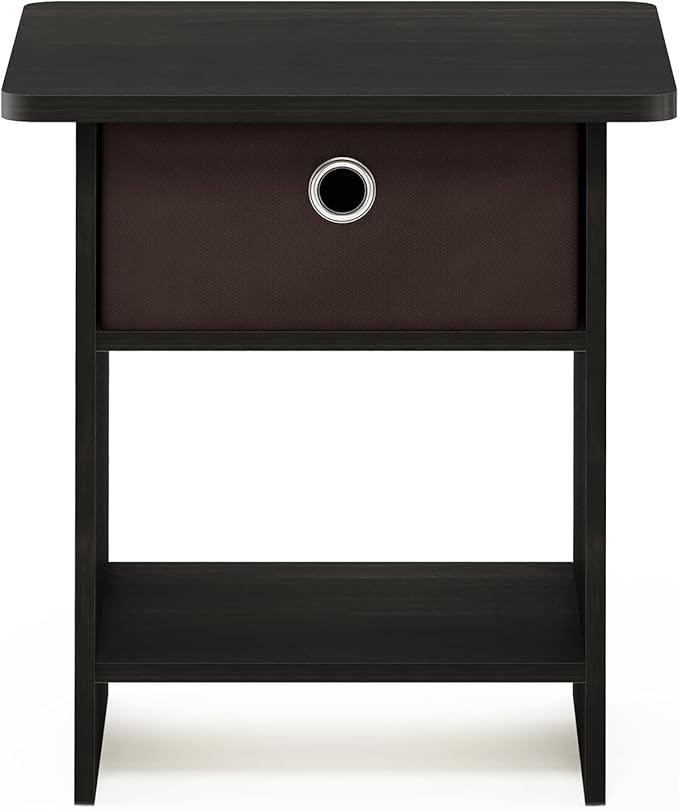 Furinno Dario End Table / Side Table / Night Stand / Bedside Table with Bin Drawer, 1-Pack, Espresso/Brown