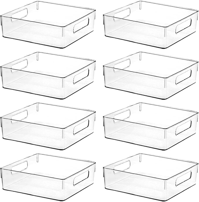 Clear Plastic Storage Bins, Home Bathroom Laundry Room Freezer Refrigerator Pantry Organizers and Storage Containers Fridge Organizer Bins Kitchen Organization Cabinet Medicine Bin for organizing-NeatNest
