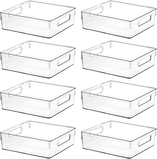 Clear Plastic Storage Bins, Home Bathroom Laundry Room Freezer Refrigerator Pantry Organizers and Storage Containers Fridge Organizer Bins Kitchen Organization Cabinet Medicine Bin for organizing-NeatNest