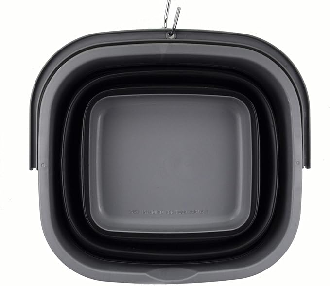 SAMMART 11L (2.9 Gallon) Collapsible Rectangular Handy Bucket (1, Grey/Black)-NeatNest