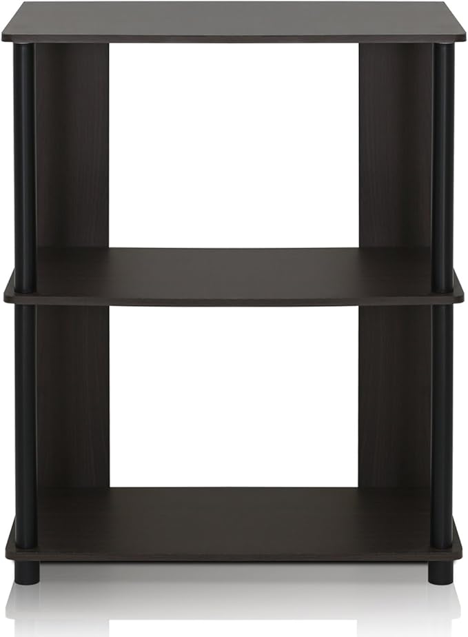 Furinno JAYA Simple Design 3-Tier Bookcase / Bookshelf / Display Rack, Plastic Tubes, Walnut-NeatNest