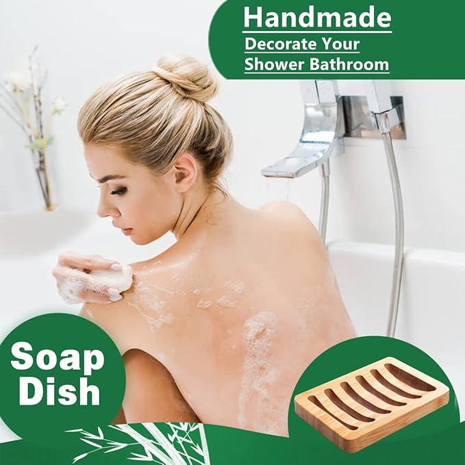 3 Pack Bamboo Wood Soap Dish Bar Soap Holder with Self Draining Tray Natural Waterfall Drain Soap Saver for Shower Bathroom Kitchen-NeatNest
