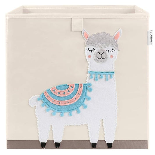 CLCROBD Foldable Animal Cube Storage Bins Fabric Toy Box/Chest/Organizer for Kids Nursery, 13 inch (Llama)-NeatNest