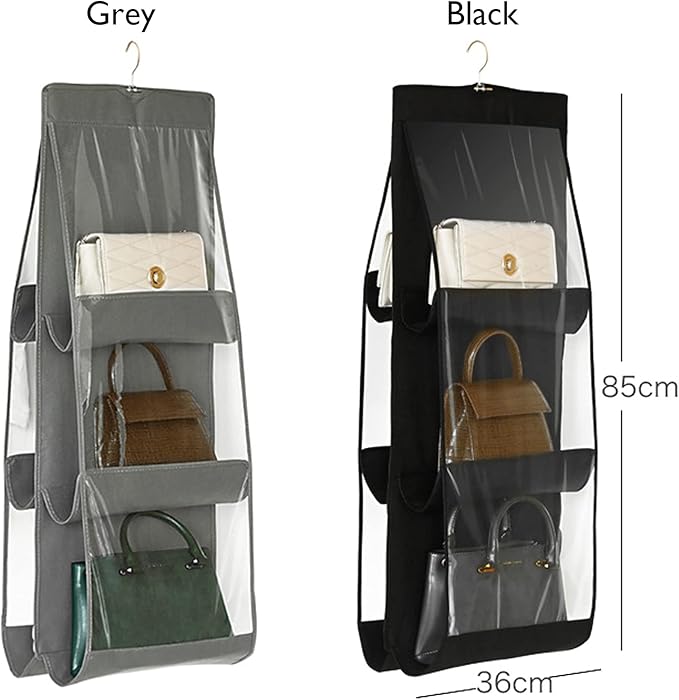 Handbag Storage Hanging Purse Organizer Bedroom Organization Dust-Proof Holder Bag for Wardrobe Closet (Grey-2Pack)-NeatNest