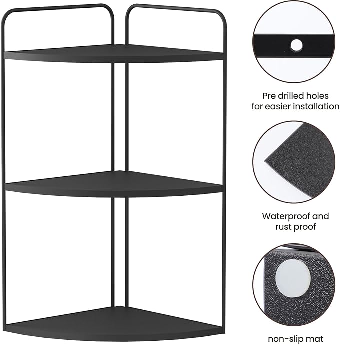 Bathroom Counter Organizer,Countertop Organizer,Vanity Organizers,Bathroom Storage,Bathroom Sink Caddy,Counter Shelf,Corner Counter,Corner Shelves(Black)-NeatNest