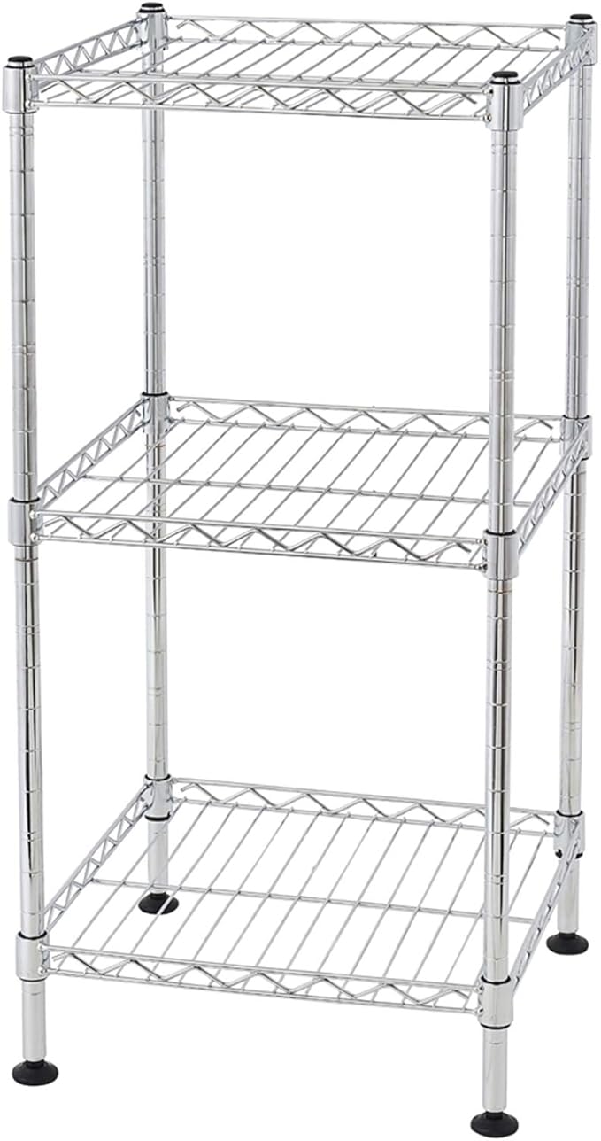 3 Tier Adjustable Storage Shelf Metal Storage Rack Wire Shelving Unit Storage Shelves Metal for Pantry Closet Kitchen Laundry (Silver9)