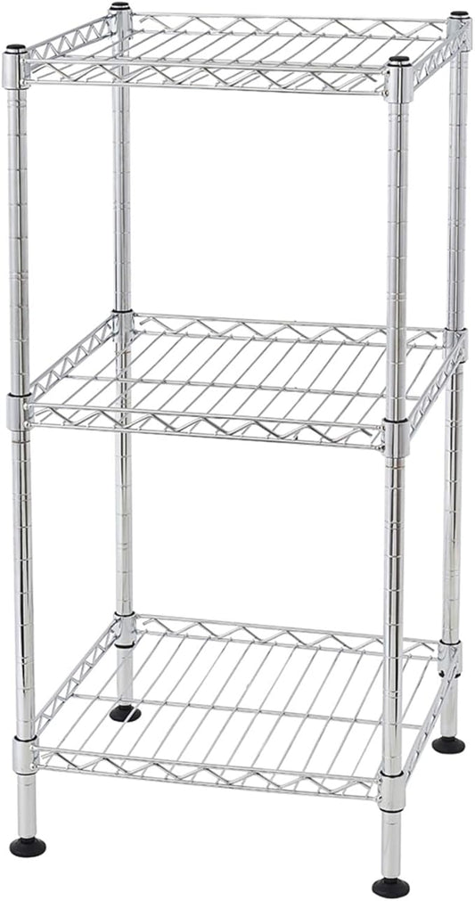 3 Tier Adjustable Storage Shelf Metal Storage Rack Wire Shelving Unit Storage Shelves for Pantry Closet Kitchen Laundry Bathroom (Silver8-3-Tier)