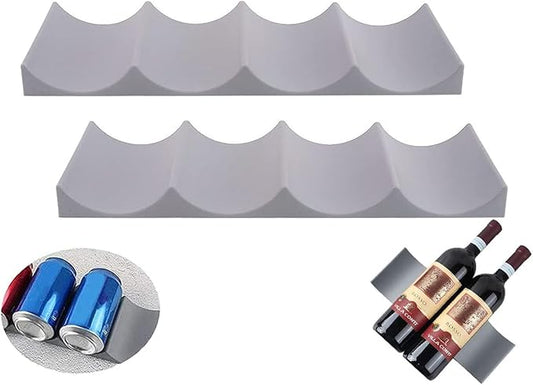 2PCS Plastic Wine Rack Bottle Holder - Grey Universal Refrigerator Bottle Rack Kitchen Fridge Wine Rack