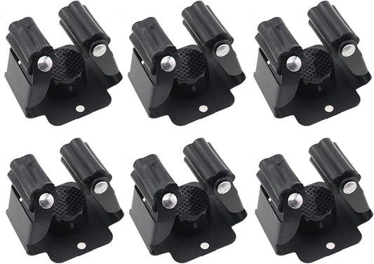 6PCS Broom Holder Wall Mount 50mm Dustpan Gardening Tools Mop Clip Broom Holder Wall Mount for Garage Garden Shed Storage System Laundry Home Kitchen Organizer Black